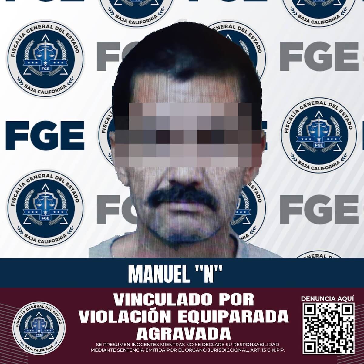 Mexicali, B.C.- Con base en las pruebas presentadas por la Fiscalía General del Estado (FGE), a través de la Fiscalía Especializada en Delitos Contra Mujeres Por Razón de Género, se logró la vinculación a proceso de un imputado por el delito de violación equiparada agravada. lasnoticias.info