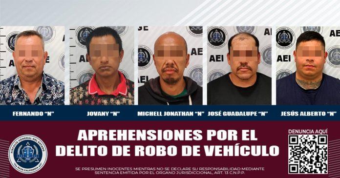 Cinco sujetos son aprehendidos por la FGE por el delito de robo de vehículo. lasnoticias.info