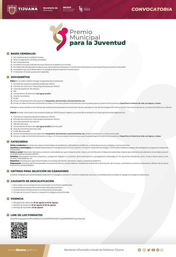 ALCALDESA DE TIJUANA INVITA A PARTICIPAR EN LA CONVOCATORIA POR EL "PREMIO MUNICIPAL PARA LA JUVENTUD 2023". lasnoticias.info