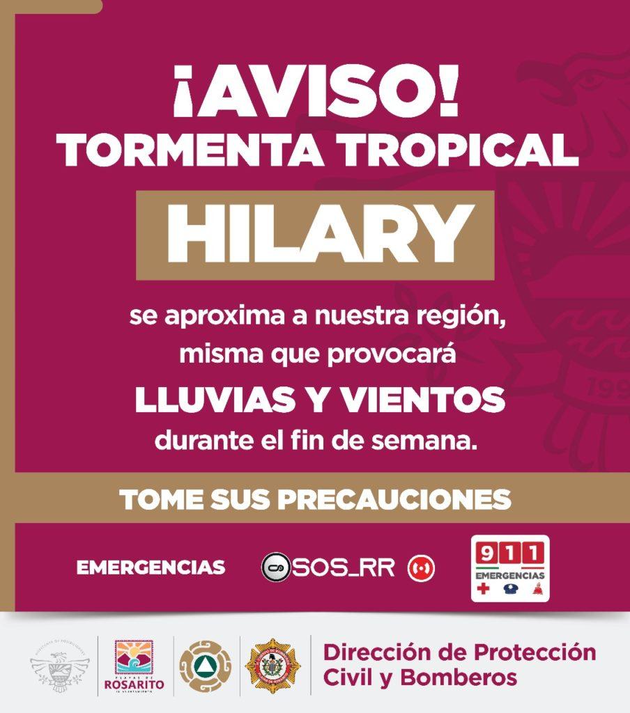 Anuncia Gobierno Municipal posibles lluvias y vientos ante la llegada de la Tormenta Hilary. lasnoticias.info