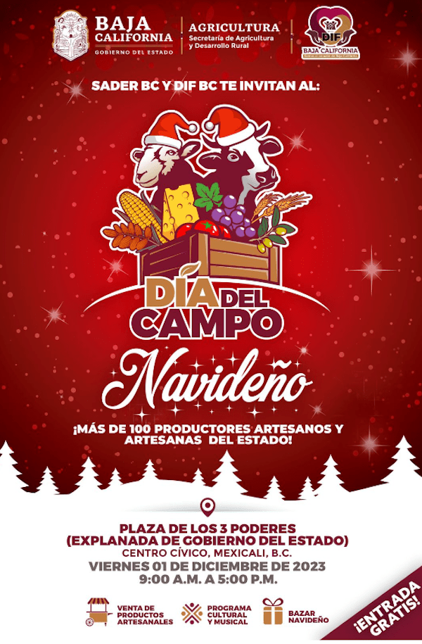 INVITAN DIF BAJA CALIFORNIA Y SADER AL DÍA DEL CAMPO NAVIDEÑO EN EXPLANADA DE LOS TRES PODERES. lasnoticias.info