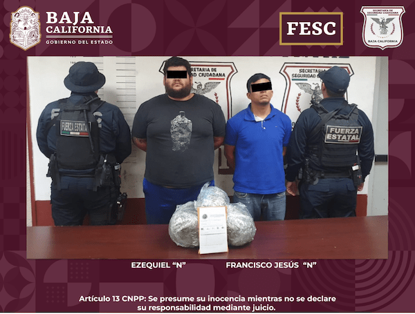 SORPRENDE FUERZA ESTATAL A DOS HOMBRES EN POSESIÓN DE MARIHUANA Y COCAÍNA EN MEXICALI. lasnoticias.info