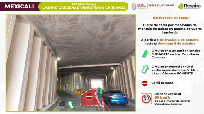 ANUNCIA SIDURT CIERRE DE CARRIL POR OBRAS DEL DISTRIBUIDOR VIAL LÁZARO CÁRDENAS Y VENUSTIANO CARRANZA. lasnoticias.info