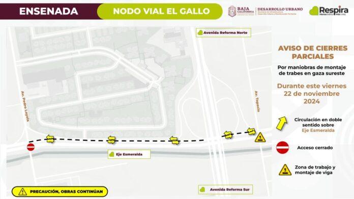 ANUNCIA SIDURT MONTAJE DE TRABES EN GAZA SURESTE DE NODO VIAL EL GALLO. lasnoticias.info