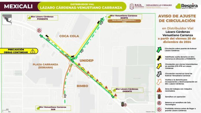 ANUNCIA SIDURT AJUSTES DE CIRCULACIÓN EN DISTRIBUIDOR VIAL LÁZARO CÁRDENAS Y VENUSTIANO CARRANZA