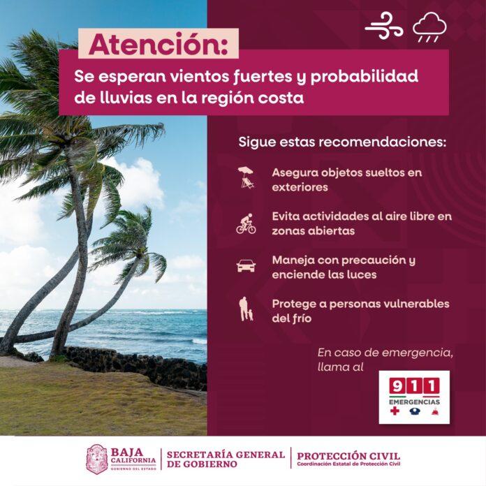 INFORMA PROTECCIÓN CIVIL ESTATAL SOBRE VIENTOS FUERTES Y DESCENSO DE TEMPERATURAS DURANTE FIN DE SEMANA.lasnoticias.info