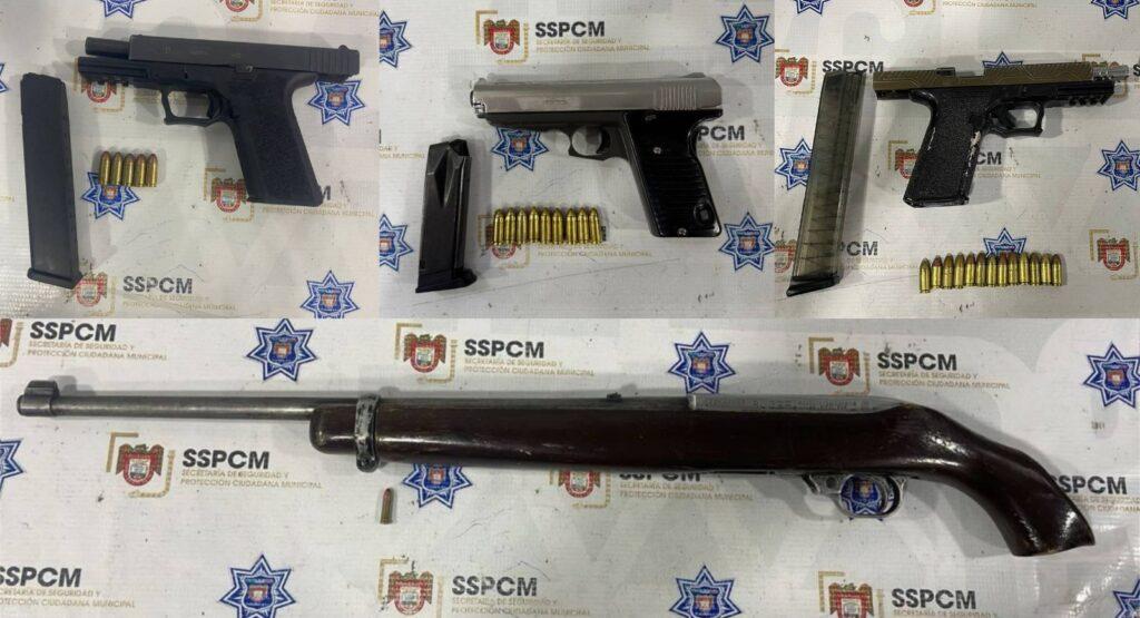 Asegura Policía Municipal a cuatro personas en posesión de armas de fuego.lasnoticias.info