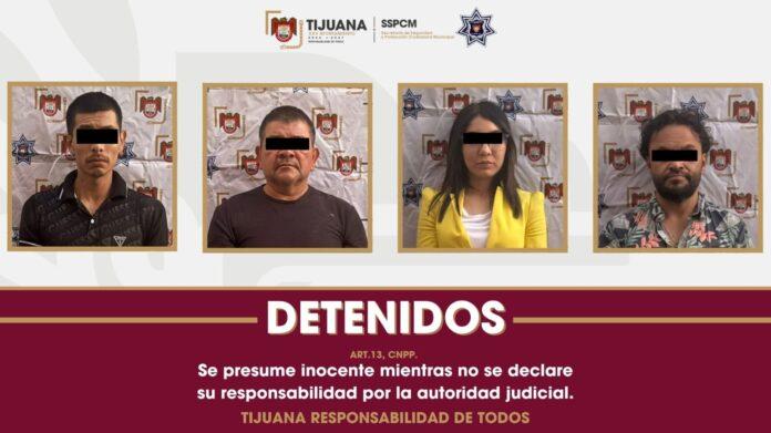 Asegura Policía Municipal de Tijuana a cuatro personas por posesión de arma de fuego y sustancias prohibidas