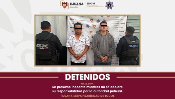 Patrullajes preventivos de la Policía Municipal de Tijuana con la SSPC da como resultado la detención de dos hombres en posesión de droga
