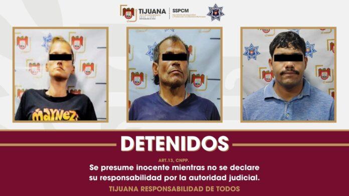 Detiene Policía Municipal de Tijuana a tres personas por delitos contra la salud