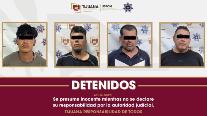 Captura Policía Municipal de Tijuana a cuatro personas por portación de arma de fuego en distintos hechos