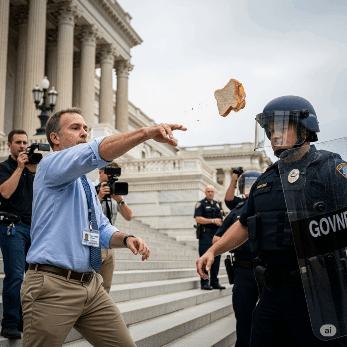 Despiden a empleado federal por lanzar un sándwich a un agente en protesta en Washington D.C.