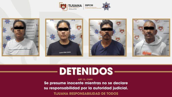 Asegura Policía Municipal de Tijuana a cuatro personas por intento de extorsión en Tijuana
