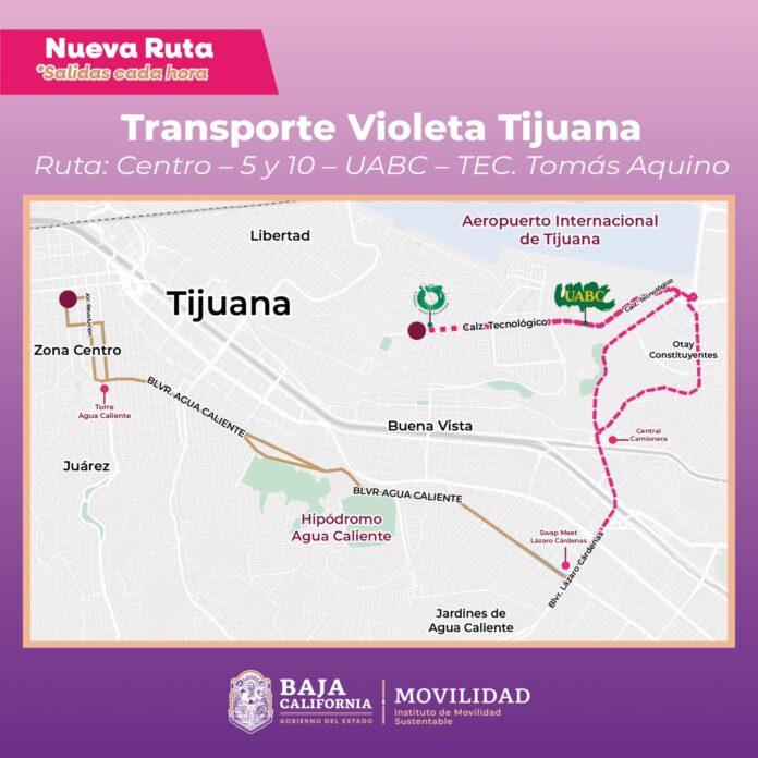 A PARTIR DEL LUNES, TRANSPORTE VIOLETA EN TIJUANA LLEGARÁ A TECNOLÓGICO TOMÁS AQUINO Y UABC OTAY.lasnoticias.info