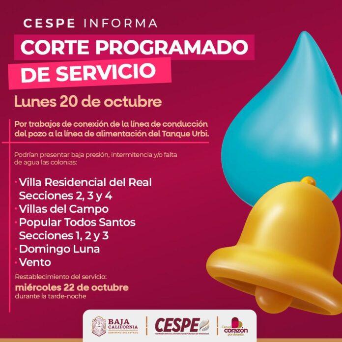 ANUNCIA CESPE SUSPENSIÓN PROGRAMADA DEL SERVICIO POR TRABAJOS EN TANQUE URBI.lasnoticias.info