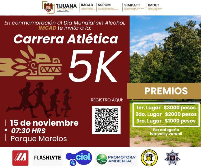 Invita XXV Ayuntamiento de Tijuana a la Carrera Atlética 5K en conmemoración del Día Mundial sin Alcohol