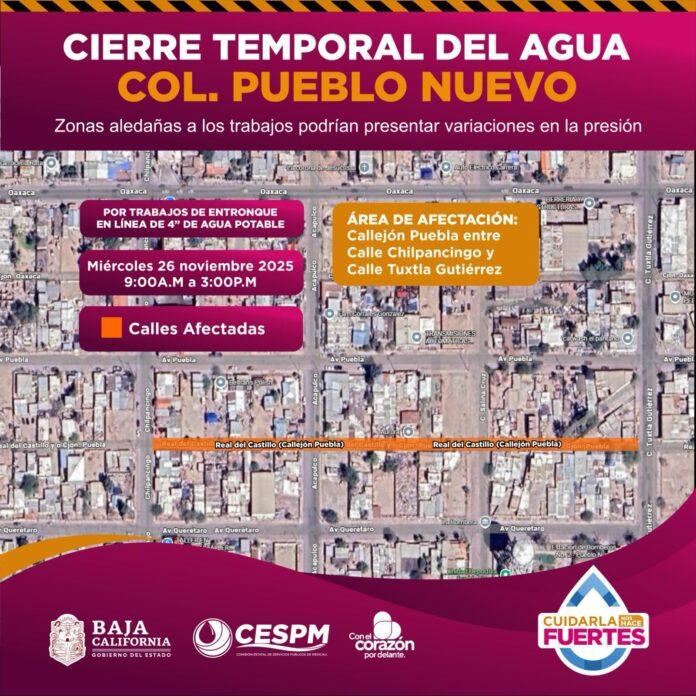 REALIZA CESPM CIERRES TEMPORALES DE AGUA EN PUEBLO NUEVO, SEGUNDA SECCIÓN Y SAN FELIPE POR TRABAJOS DE MEJORA.lasnoticias.info