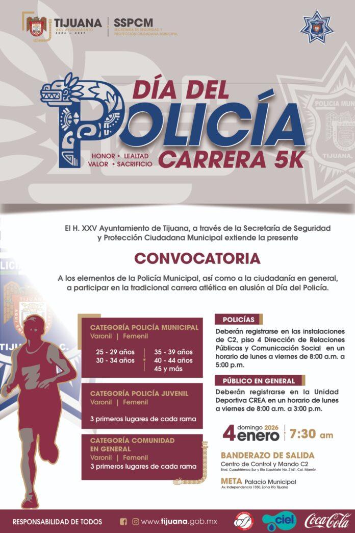 Invita SSPCM a la comunidad a participar en carrera de 5 kilómetros por el Día del Policía