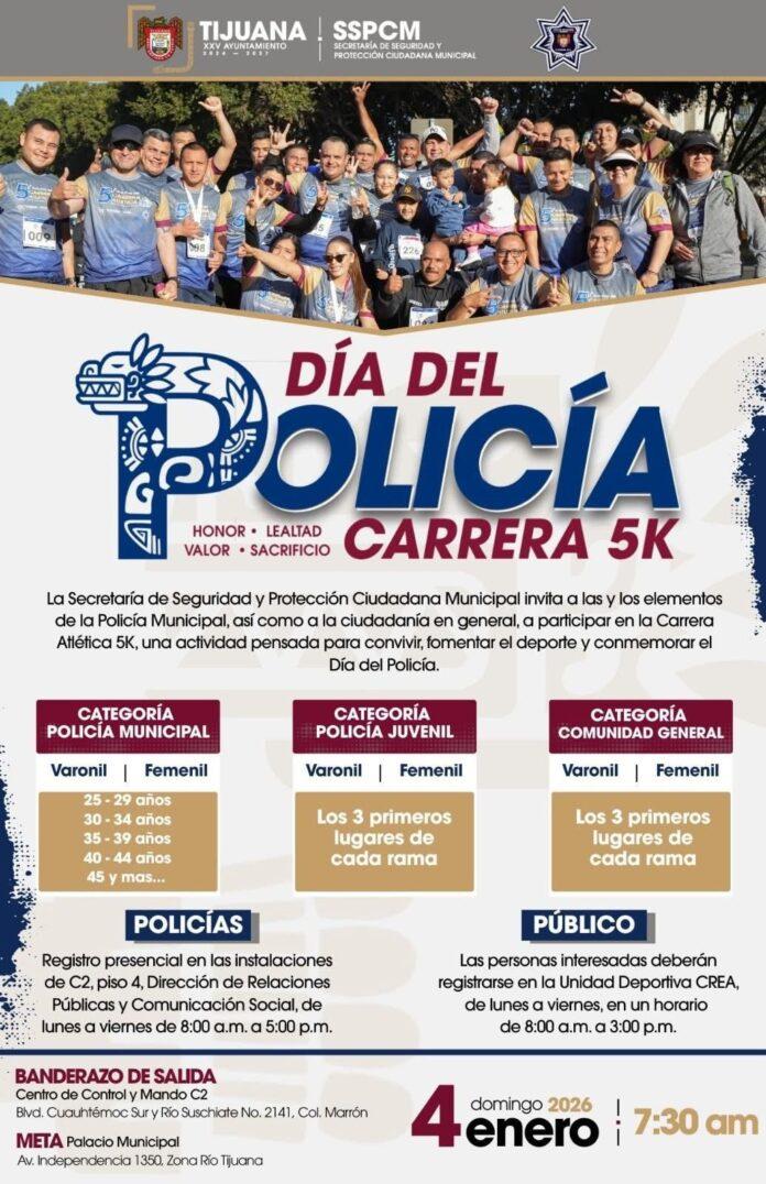 Invita SSPCM a la comunidad a participar en la Carrera por el Día del Policía