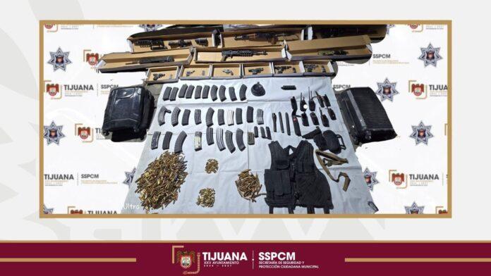 Asegura Policía Municipal de Tijuana 11 armas de fuego y cerca de 500 cartuchos útiles