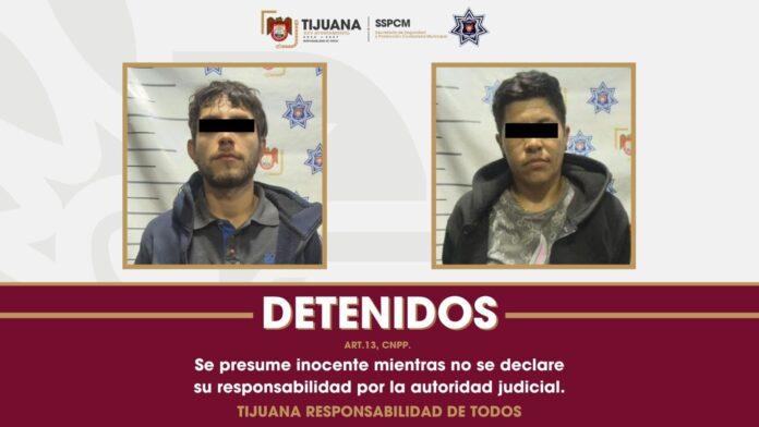 Logra Policía Municipal de Tijuana detención de dos personas por robo con violencia a comercio