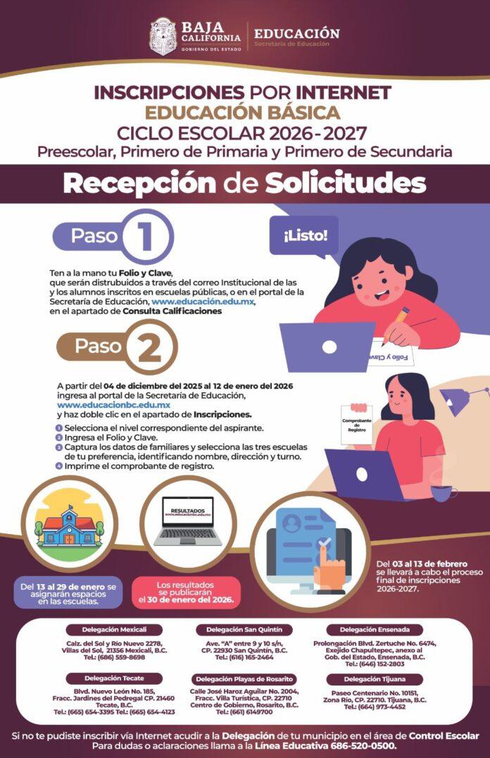 CONTINÚA EL PROCESO DE INSCRICPIONES POR INTERNET PARA EDUCACIÓN BÁSICA CICLO ESCOLAR 2026-2027.lasnoticias.info