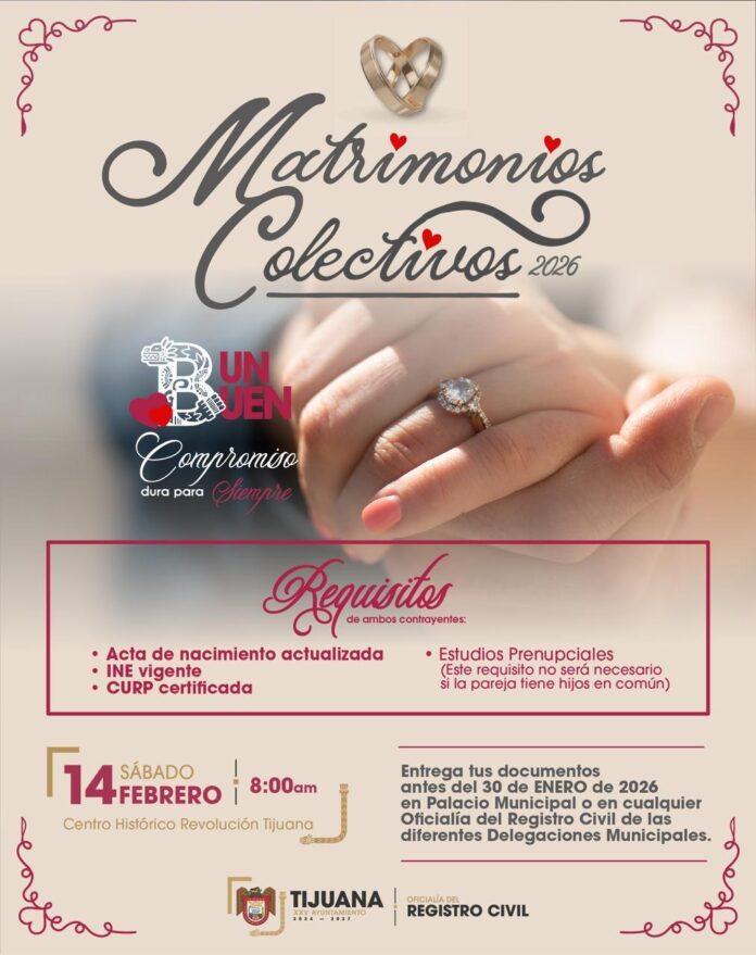 Mantiene vigente XXV Ayuntamiento de Tijuana campaña de ‘Matrimonios Colectivos 2026’