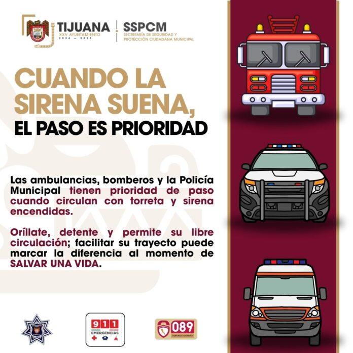 Emite SSPCM llamado a la ciudadanía para ceder el paso a unidades de emergencia