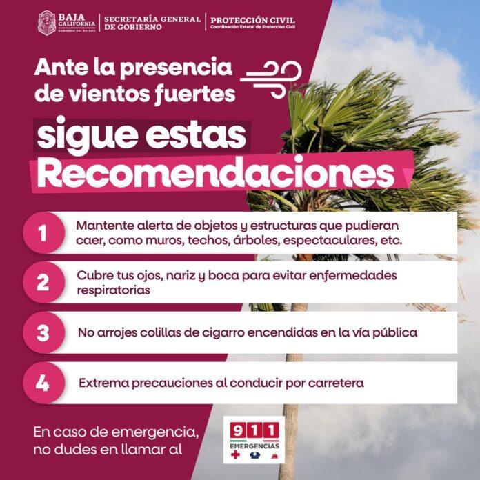 ALERTA PROTECCIÓN CIVIL BC POR PRONÓSTICO DE VIENTOS FUERTES.lasnoticias.info