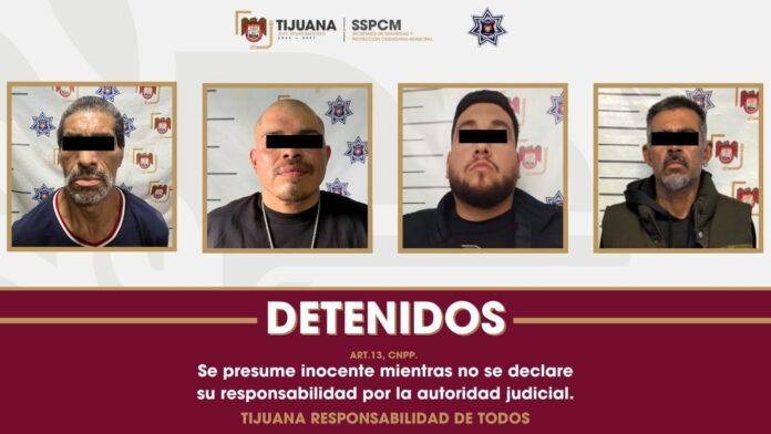 Detiene Policía Municipal de Tijuana a cuatro personas por portación de arma de fuego en distintos operativos preventivos