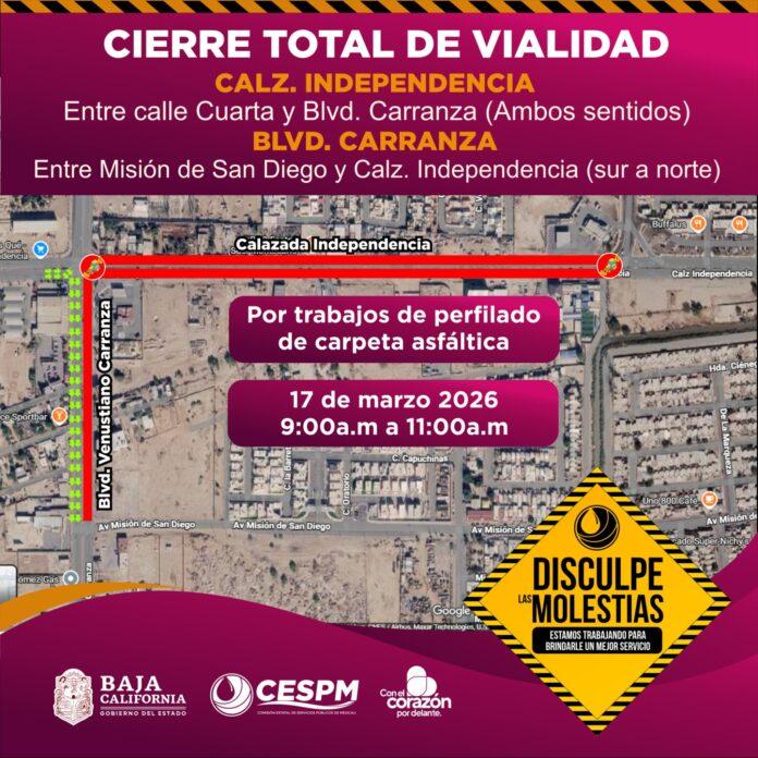 CESPM ANUNCIA CIERRE TEMPORAL DE VIALIDADES POR TRABAJOS DE PERFILADO DE CARPETA ASFÁLTICA.lasnoticias.info