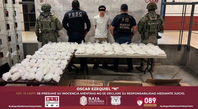 ASEGURA FUERZA ESTATAL A PRESUNTO GENERADOR DE VIOLENCIA; LE DECOMISAN 39 KILOS DE METANFETAMINA.lasnoticias.info