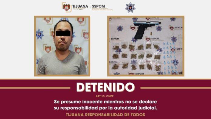 Arresta SSPCM a sujeto armado y en posesión de droga en la colonia Morelos