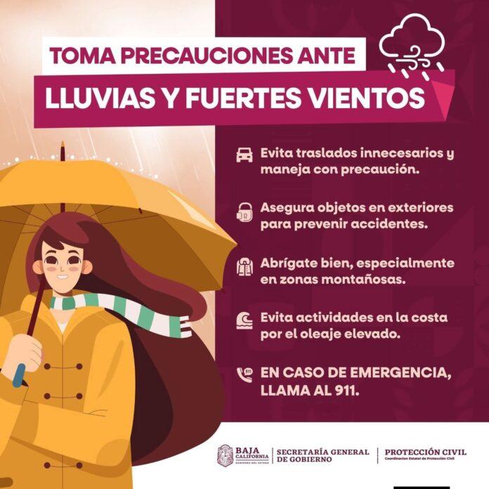 EXHORTA PROTECCIÓN CIVIL BC A TOMAR PRECAUCIONES ANTE PRONÓSTICO DE PRECIPITACIONES.lasnoticias.info