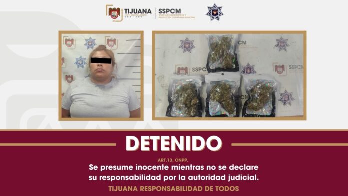 Detiene Policía Municipal a mujer con cerca de 200 gramos de marihuana