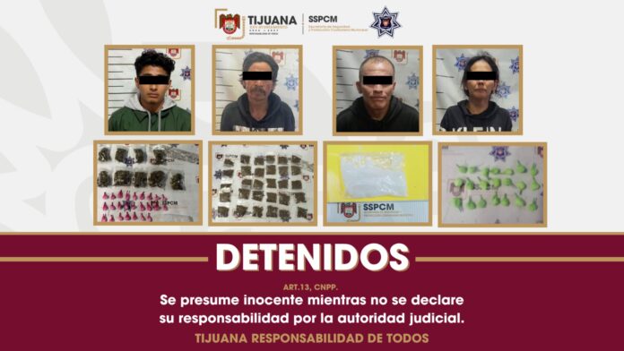 Captura SSPCM a cuatro personas en distintos hechos y asegura 78 envoltorios con presuntas sustancias ilícitas