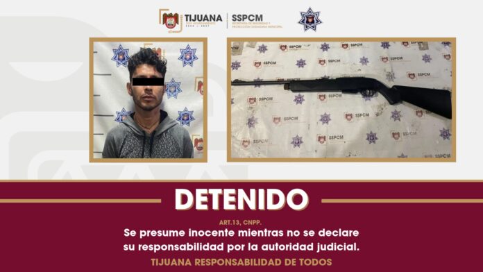 Detiene la Policía Municipal a sujeto por amenazar a su vecino con un arma larga de aire comprimido